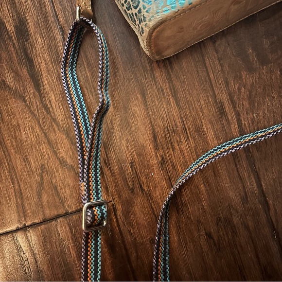 Consuela blue silver print small crossbody bag purse with adjustable strap - Picture 6 of 10